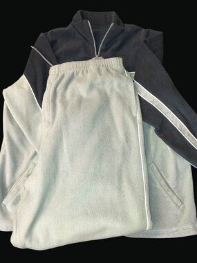 Scandia Woods Mens 3XL Fleece Track Suit Jacket & Pants Black/Grey Full Zip 1154